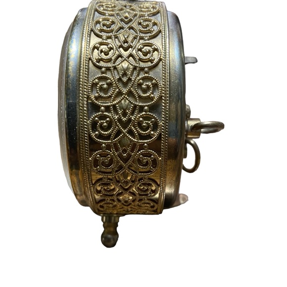 Vintage Linden West German Round Filigree Alarm Clock Gold - Picture 11 of 16